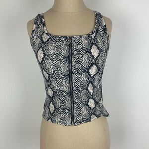 Snakeskin Zipper Tank Top M